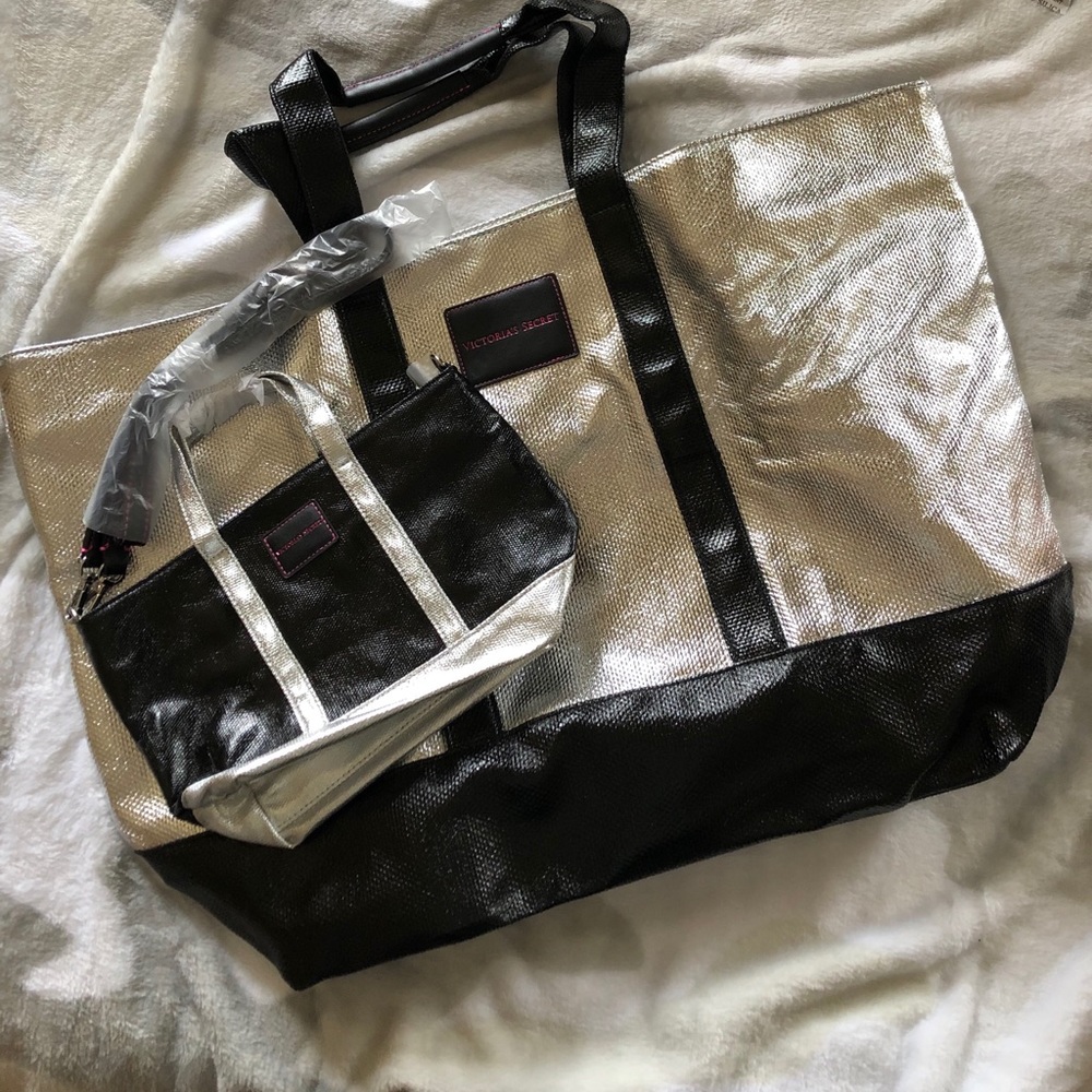 NWOT VS Black/Silver Zippered Bag and Crossbody